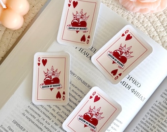 Queen of Books Kindle Sticker, Heart Card Book Sticker, Romance Sticker, Book & Kindle Accessories, Bookish Gifts for Readers, Bookish Merch