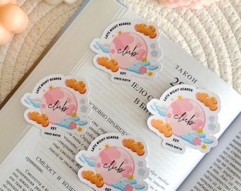 Moon Book Sticker, Late Night Book Club Kindle Sticker, Kindle Accessories, Bookish Gifts for Readers & Bookworms, Bookish Merch, Book Club