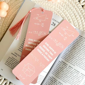 Mädchen Mathe Lesezeichen mit Quaste, niedliches rosa Lesezeichen, Buchzubehör, Buch-Liebhaber-Geschenk, Buchseitenhalter, Geschenke für Leser