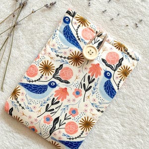 Floral Bird Kindle Sleeve, Kindle Paperwhite and Scribe Case, Padded Kindle Cover, Book & Kindle Accessories, Bookish Gifts for Readers