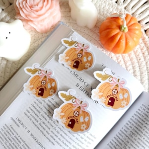 Kürbis Buchhandlung Aufkleber, Herbst Kokette Herbst Aufkleber, Geist Lesezeichen Aufkleber, Kindle Zubehör, Bücherwurm Geschenke für Leser, Leserattenrerei, Bücherwurm Merch