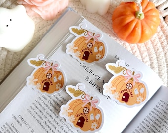 Pumpkin Bookstore Sticker, Fall Coquette Kindle Sticker, Ghost Reading Sticker, Kindle Accessories, Bookish Gifts for Readers, Bookish Merch