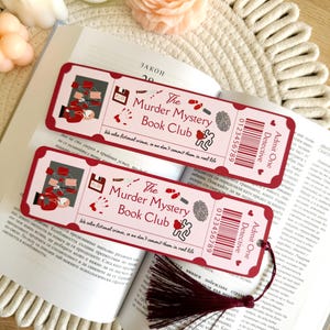 Murder Mystery Book Club Lesezeichen mit Quaste, zugeben One Ticket Krimi Lesezeichen, Buchzubehör, Buch Seitenschoner, Geschenke für Leser