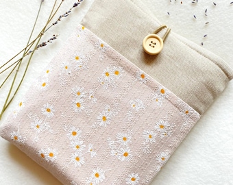 Protège-livre Daisy avec poche, Couverture de livre rembourrée, Porte-livre, Pochette de livre rose, Accessoires de livre, Cadeau pour amoureux des livres, Protège-livre, Sac de livre