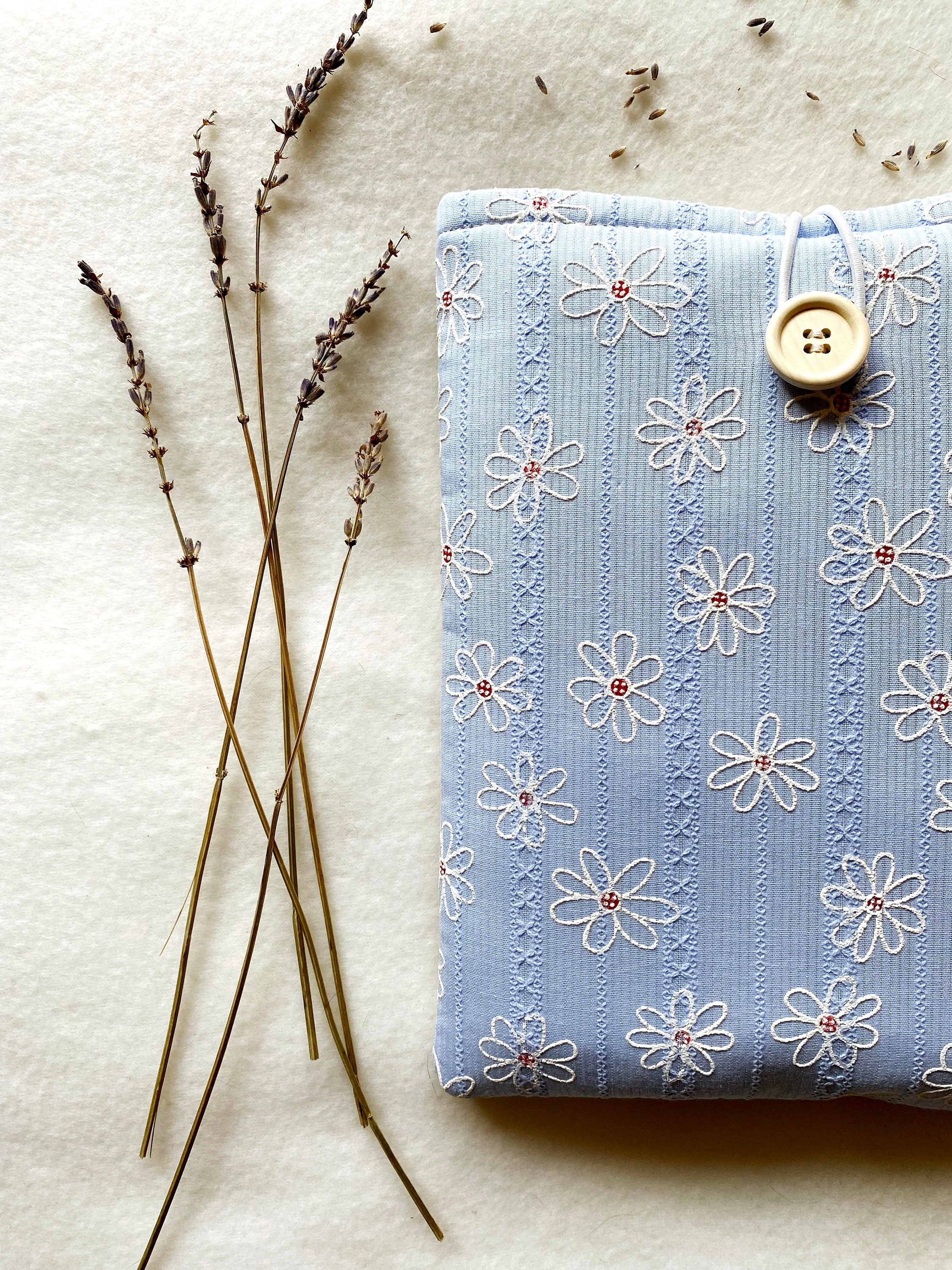 Dadanism Housse Livre Brodée Marguerite - Pochette Protectrice Élégante Beige Pour Livres Et Tablette