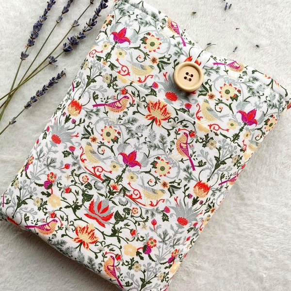Capa protetora floral para livros com bolso, capa acolchoada para livros, acessório para livros e Kindle, protetor de livros, bolsa para livros, presentes para amantes de livros, carteira para livros