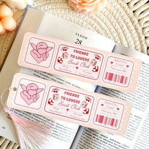 Friends to Lovers Book Club Bookmark, Romance Ticket Bookmark with Tassel, Book Accessories, Book Page Holder, Bookish Gifts for Readers