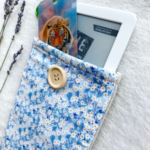 Floral Kindle Sleeve, Kindle Paperwhite Case, Blue Kindle Cover, Bookish Gifts, Kindle Protector, Book Accessories, Padded Kindle Pouch image 6