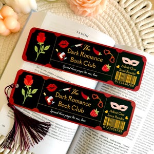 Dark Romance Book Club Bookmark with Tassel, Ticket Bookmark, Book Accessories, Book Lover Gift, Book Page Holder, Bookish Gifts for Readers