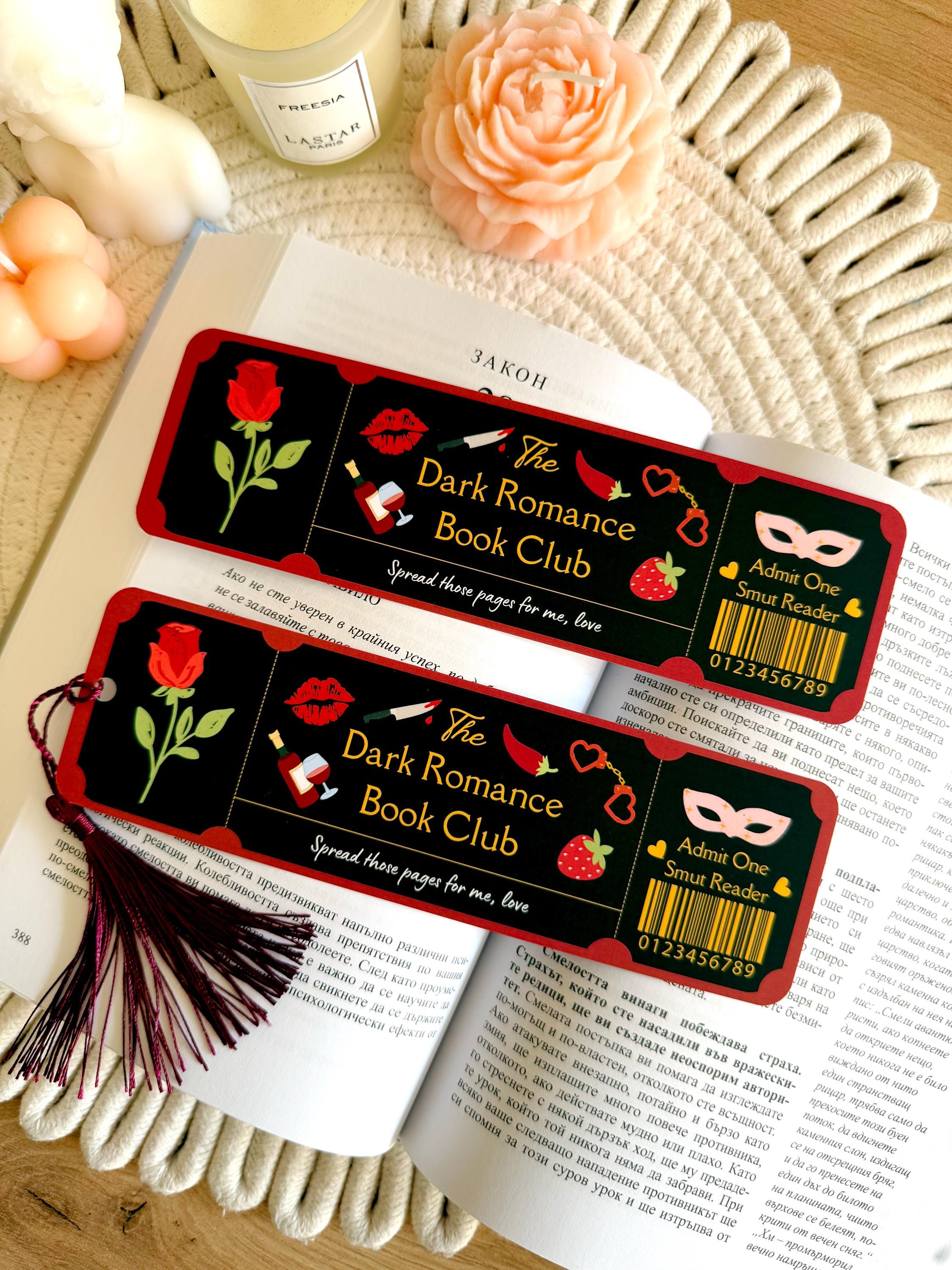 Dark Romance Book Club Bookmark Ticket With Tassel, Book
