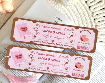 Marcapáginas con borla del Club de Lectura Cocoa and Crime, Marcapáginas de suspense invernal, Accesorios para libros, Sujetapáginas, Regalos para amantes de la lectura