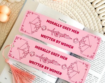 Marcapáginas con borla de temática moralmente ambigua, accesorios para libros, regalos literarios para lectores y amantes de la lectura.