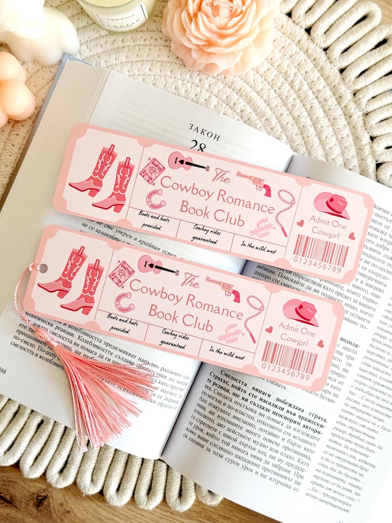 Cowboy Romance Book Club Ticket Bookmark With Tassel, Book Accessories ...
