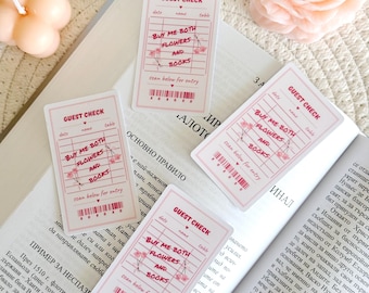 Guest Check Book Sticker, Receipt Kindle Sticker, Floral Romance Sticker, Kindle Accessories, Bookish Gifts for Readers, Bookish Merch
