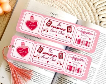 Romantasy Book Club Bookmark with Tassel, Ticket Fantasy Romance Bookmark, Book Accessories, Book Page Holder, Bookish Gifts for Readers