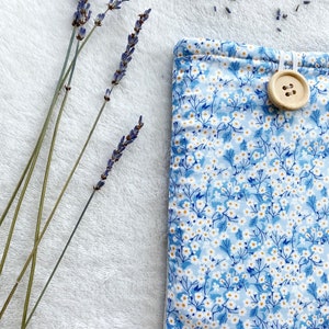 Floral Kindle Sleeve, Kindle Paperwhite Case, Blue Kindle Cover, Bookish Gifts, Kindle Protector, Book Accessories, Padded Kindle Pouch image 3
