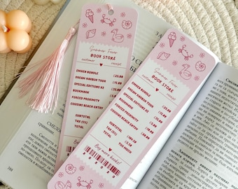 Summer Book Store Receipt Bookmark with Tassel, Book Accessories, Bookish Gifts for Bookworms