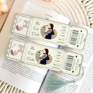 Cat Parent Bookmark, Ticket Bookmark, Book Club Bookmark, Book Accessories, Book Lover Gift, Book Page Holder, Bookish Gifts for Readers