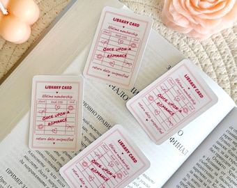 Bibliotheekkaart boeksticker, Kindle-sticker, vintage romantiek sticker, Kindle-accessoires, leesgrage cadeaus voor lezers, leesgrage merchandise, boekenclub
