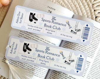 Marcador de romance deportivo, marcapáginas de boletos, marcapáginas de club de lectura, marcapáginas de hockey, accesorios para amantes de los libros, regalo para amantes de los libros, soporte para páginas de libros