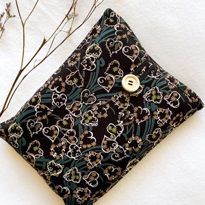 Abstract Book Sleeve, Padded Book Cover, Book Purse, Fabric Book Pouch, Book Accessories, Book Lover Gift, Book Protector, Black Book Bag