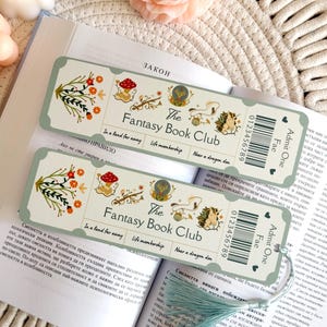 Fantasy Book Club Bookmark with Tassel, Cute Ticket Bookmark, Book Accessories, Book Lover Gift, Book Page Holder, Bookish Gifts for Readers