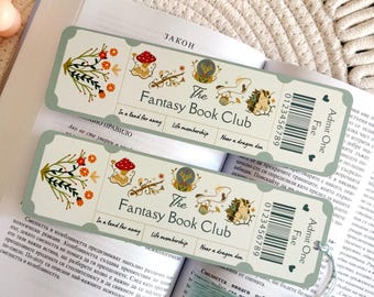 Fantasy Book Club Bookmark with Tassel, Cute Ticket Bookmark, Book Accessories, Book Lover Gift, Book Page Holder, Bookish Gifts for Readers