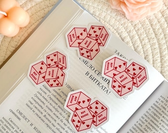 Dice Book Sticker, Love Heart Kindle Sticker, Cute Pink Reading Sticker, Kindle Accessories, Bookish Gifts for Readers, Bookish Merch