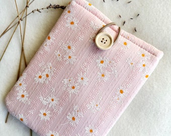 Borduren Daisy Kindle Sleeve, Kindle Paperwhite Case, Kindle Oasis Cover, Gewatteerde Kindle Protector, Bookish Lover Gift, Boekaccessoires