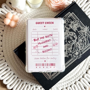 Guest Check Kindle Insert for Clear Case, Vintage Kindle Skin for Paperwhite Basic & Colorsoft, Coquette Kindle Cover, Kindle Accessories