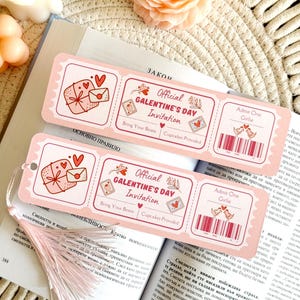 Galentine’s Day Book Club Bookmark with Tassel, Cute Coquette Ticket Bookmark, Book Accessories, Book Page Holder, Bookish Gifts for Readers