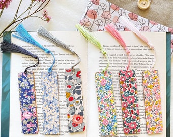 Wooden Bookmark, Liberty of London, Floral Bookmark with Tassel, Bookish Gifts, Book Accessories, Book Nerd Gift, Fabric Bookmark