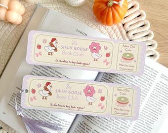 Silly Goose Book Club Ticket Bookmark with Tassel, Book Accessories, Bookish Gifts for Readers