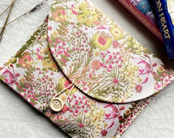 Floral Book Bag, Embossed Book Sleeve, Padded Book Purse, Book Pouch, Book Protector, Book Accessories, Bookish Gifts, Kindle Sleeve.