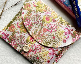 Floral Book Bag, Embossed Book Sleeve, Padded Book Purse, Book Pouch, Book Protector, Book Accessories, Bookish Gifts, Kindle Sleeve.