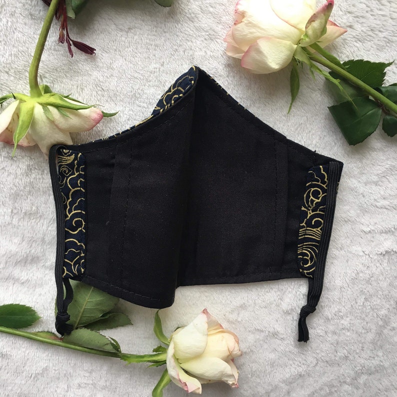 Japanese Face Mask Gold Mask Fitted Mask Washable and Etsy UK