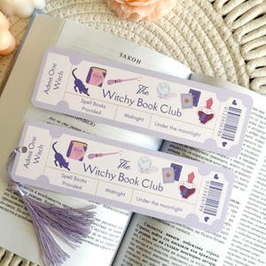 Witchy Book Club Bookmark with Tassel, Ticket Bookmark, Book Accessories, Book Lover Gift, Book Page Holder, Cute Bookish Gifts for Readers