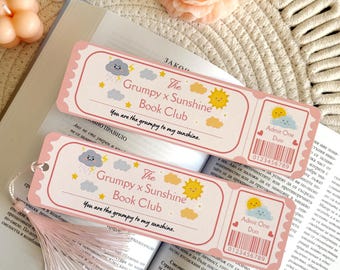 Marcapáginas con borla Grumpy x Sunshine, bonito marcapáginas de Ticket Book Club, accesorios para libros, soporte para páginas de libros, regalos para lectores amantes de los libros