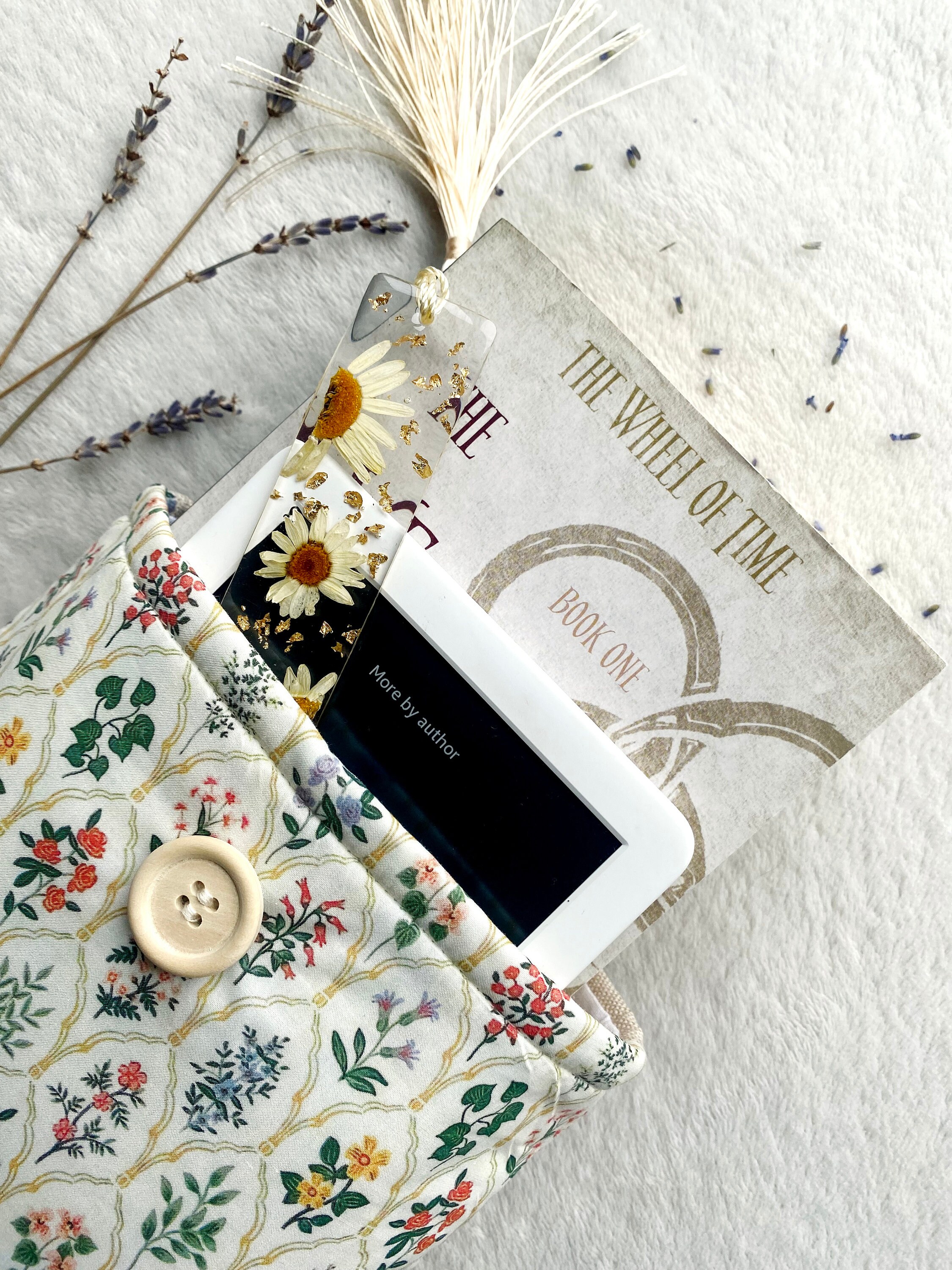 Floral Book Sleeve, Padded Book Cover, Book Purse, Fabric Book Pouch ...