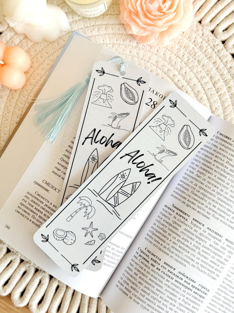 Aloha Summer Bookmark With Tassel, Cute Bookmark, Hawaii Bookmark ...