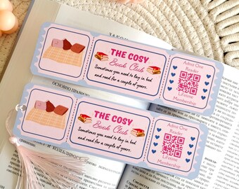 Cosy Book Club Ticket Bookmark with Tassel, Book Accessories, Bookish Gifts for Readers