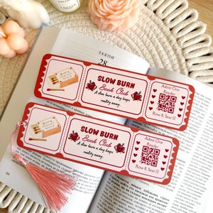 Slow Burn Book Club Bookmark with Tassel, Ticket Bookmark, Book Accessories, Book Lover Gift, Book Page Holder, Bookish Gifts for Readers