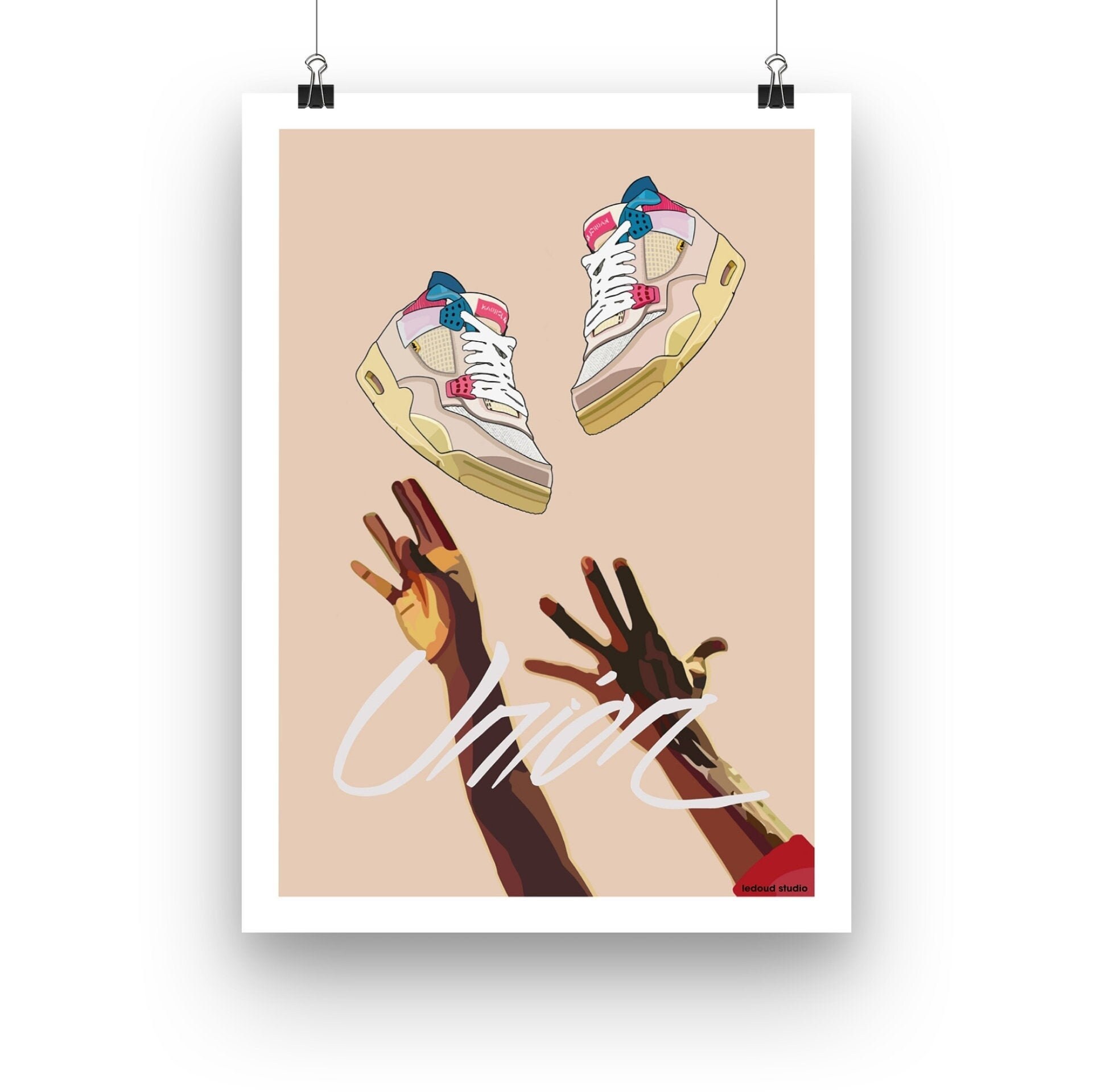 Affiche Illustration Poster Print Sneakers Nike Air Jordan 4 Union Guava