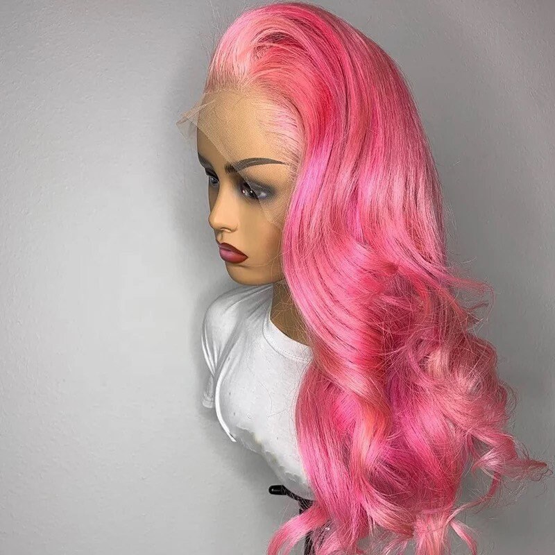 Pretty Pink Wig Human Hair Wigs Lace Front Wig Brazilian Etsy