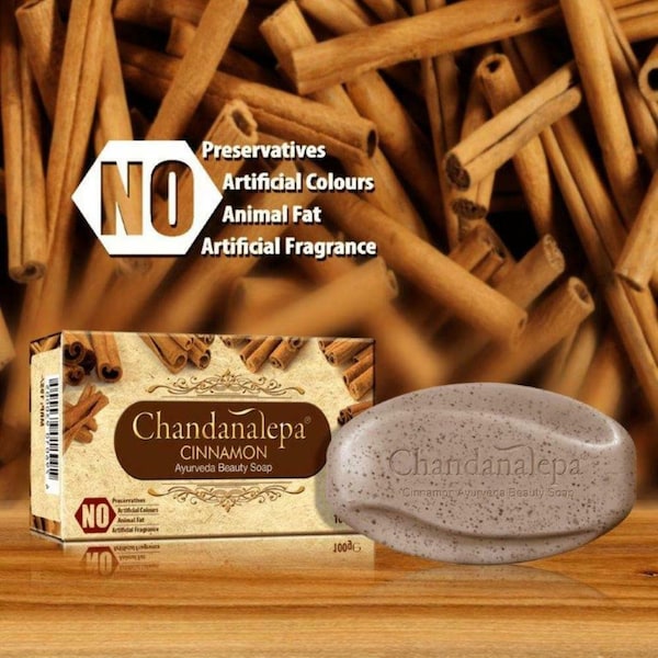 CHANDANALEPA-CINNAMON Kräuter Beauty Seife klare Haut 100% natürlich aus Sri Lanka