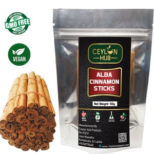 Ceylon's Finest True Alba Cinnamon | 5" Sticks | 2025 Fresh Harvest | Cinnamomum Zeylanicum (Verum) Sticks | Sri Lanka Luxury Spices