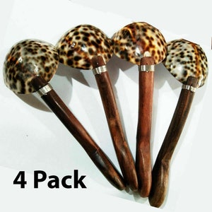 Sea Shell Spoon 4 Pack With Strong Wood Handle Kitchen Tools & For Cooking Gift