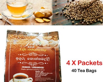 Ceylon Ginger Coriander Herbal Tea Drink 100 % Natural 40 Tea Bags