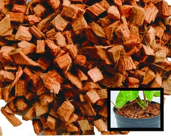 Fibra de cáscara de coco en chips para orquídeas, flores y otras plantas. Chips orgánicos naturales.