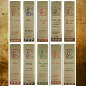 New Hand Rolled Natural Herb & Flower Enticing Aromas Orginal Incense Sticks Ceylon 20 Sticks